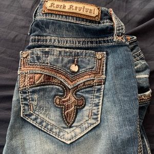 Rock revival jeans 28x34 worn a handful, bootcut